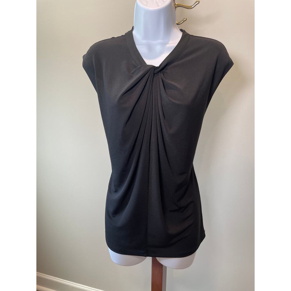 Ann Taylor Black Knot Neck Draped Front Sleeveless Top Size M